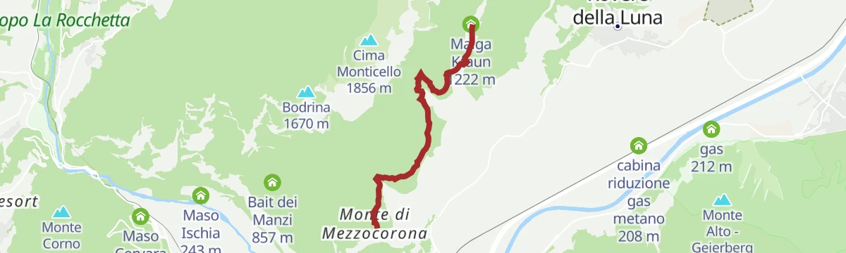 Route map: Monte - Rif. Malga Kraun (SAT 500-507)